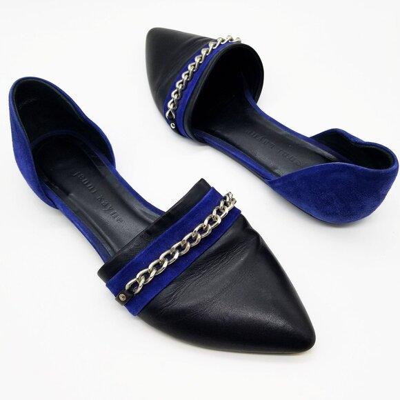 Jenni Kayne Chain D’Orsay Flats Slip On Black/Ink Royal Cobalt Blue Size 37 $595 - Picture 16 of 16
